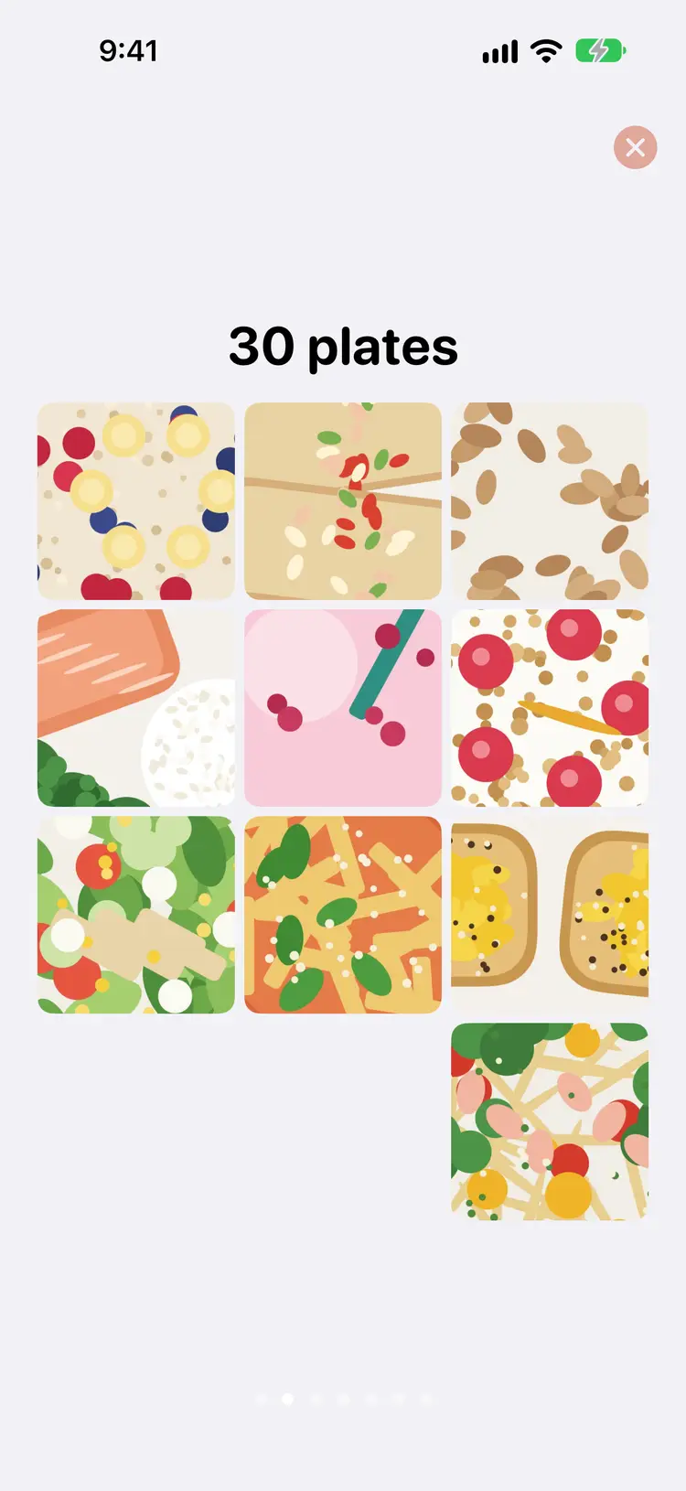 The weekly review story showing a week of plates